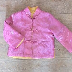Pink Kids Jacket with Yellow Lining